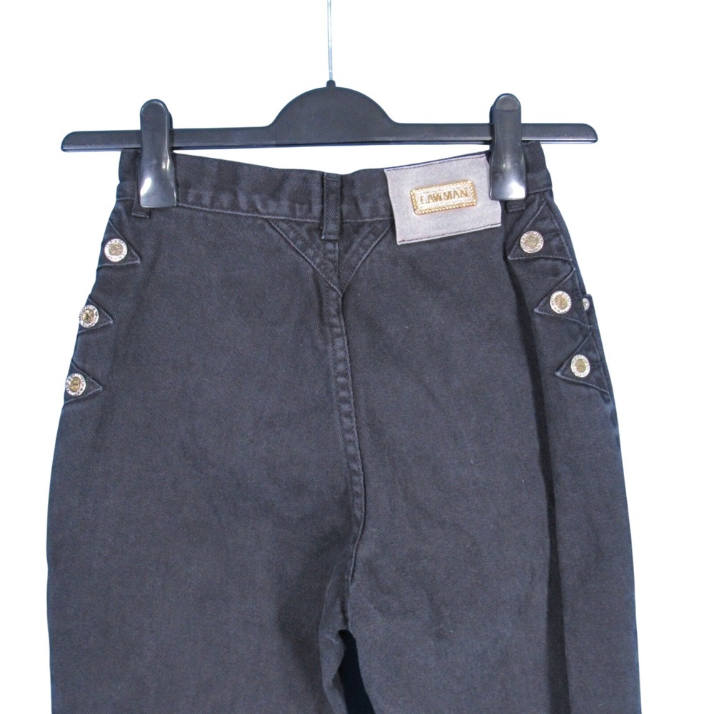 Vtg LAWMAN Black Denim SLIM Fit High-Rise Bootcut Western JEANS (7) Waist 23"